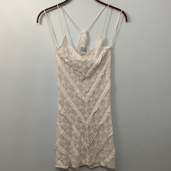 Free People Dresses & Skirts - Intimately Free People | Cream White Lace Sheer Racerback slip dress SP